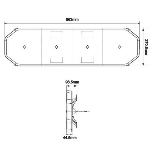 Vilkuripaneel 247Lighting Apollo LED 38" 10-30V R65 R10 963mm kollane